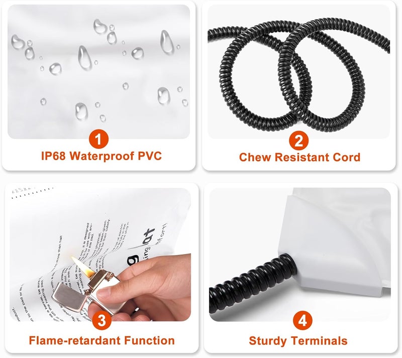 SHU UFANRO Pet Heating Pad, Waterproof Heated Dog Cat Bed with 11 Adjustable Temperatures & 24H Timer, Auto Shut-Off, Chew-Resistant Cord, Washable Cover, Indoor Electric Heating Mat, Grey, M(28" x 20") - Image 5